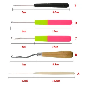 Kerajinan Jahit Jarum Kait Rajutan 5 Buah Set dengan Kait & Alat Pembuat Wig Gimbal Merek Prancis Mikro Alat Pembuat Wig Gimbal 10 rambut gimbal jarum rajut penjualan terbaik - №