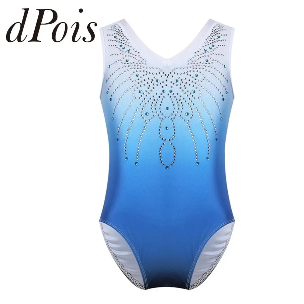 

Girls Ballet Leotards for Children One Piece Sleeveless V Neck Shiny Ballerina Dance Bodysuit Kids Gymnastics Leotard Dancewear