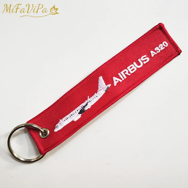 MiFaViPa Red Airbus A330 Fashion Trinket Keychain Airbus 320 Brooch Embroidery Aviation Key Chain for Men Crew Gift Luggage Tag