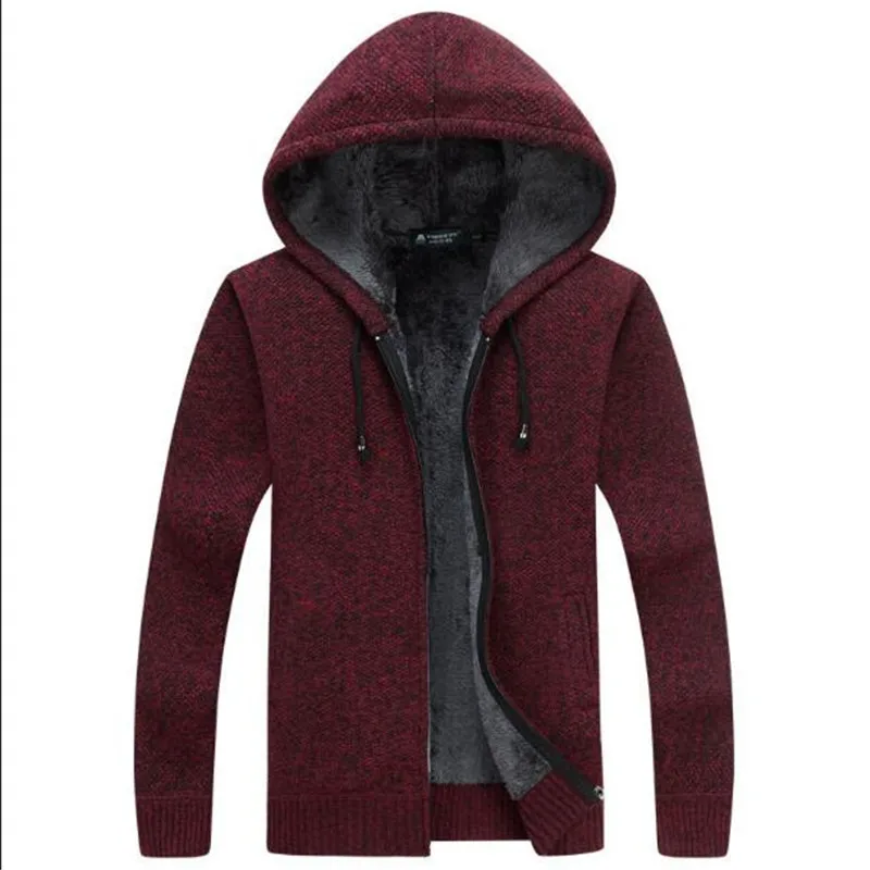 2019 New Sweater Men Autumn Winter Pullovers Coats Male Thick Warm Wool Male Hooded Jackets Casual Zipper Knitwear Size M-3XL