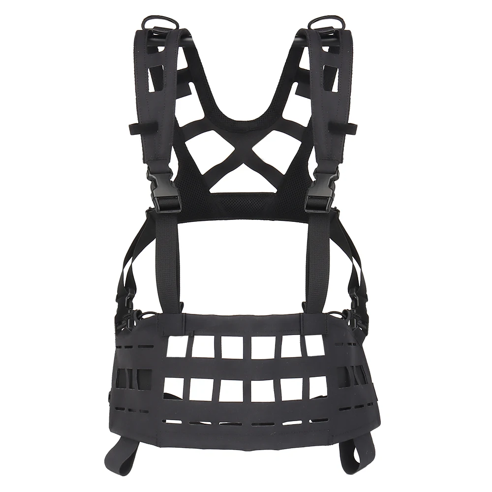 Lightweight Tactical SPC Convertible Chest Rig Laser Cutting Load Carriage Platform Adjustable Straps Nylon Harness Hunting Vest