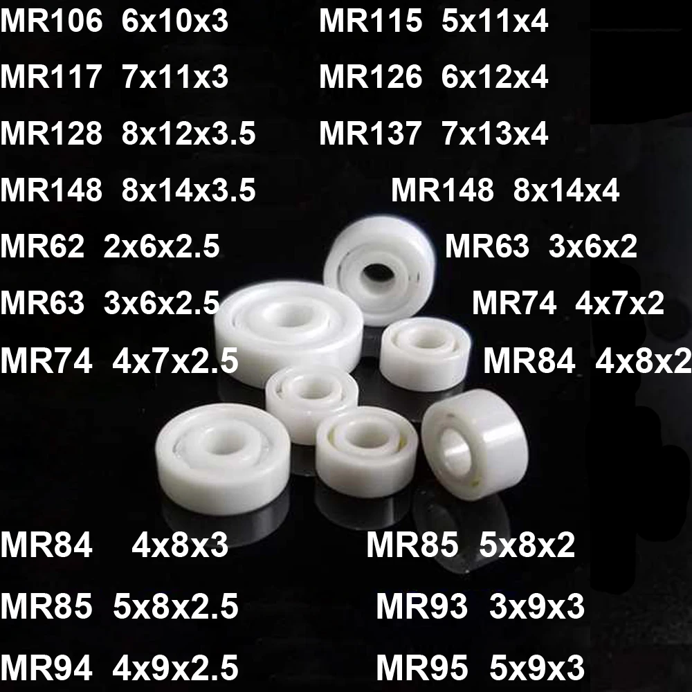 1PC MR106 MR115 MR117 MR126 MR128 MR137 MR148 MR62 MR63 MR74 MR84 MR85 MR93 MR94 MR95 Full ZrO2 Ceramic Ball Bearing  Zirconia