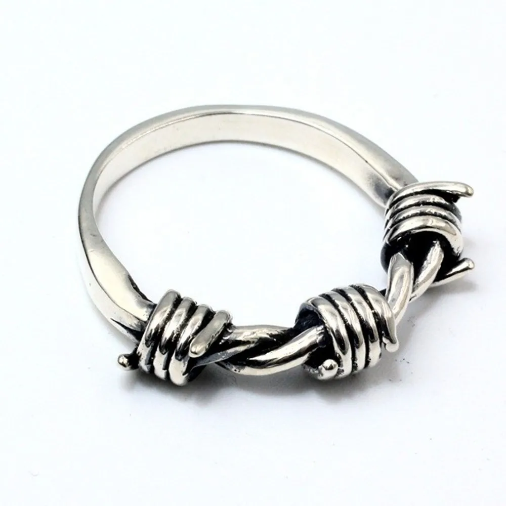 BOCAI New thorns winding ring man real s925 pure silver hand-woven personalized design Korean fashion men and women ring