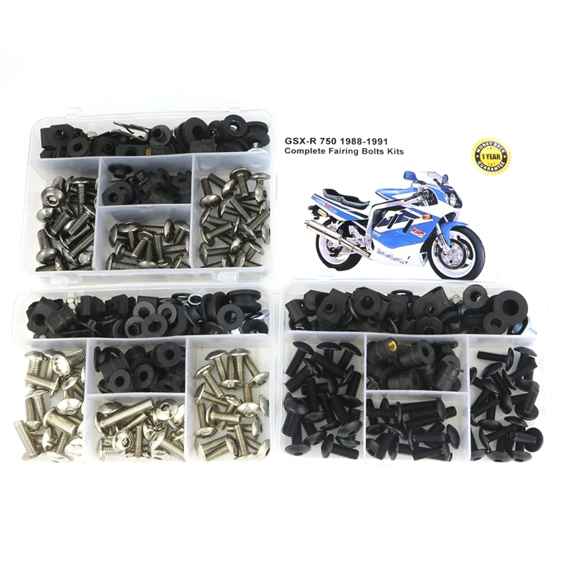 Fit For Suzuki GSX-R 750 1988 1989 1990 1991 Complete Full Fairing Bolts Kit Screws Steel Fairing Clips Covering Bolts