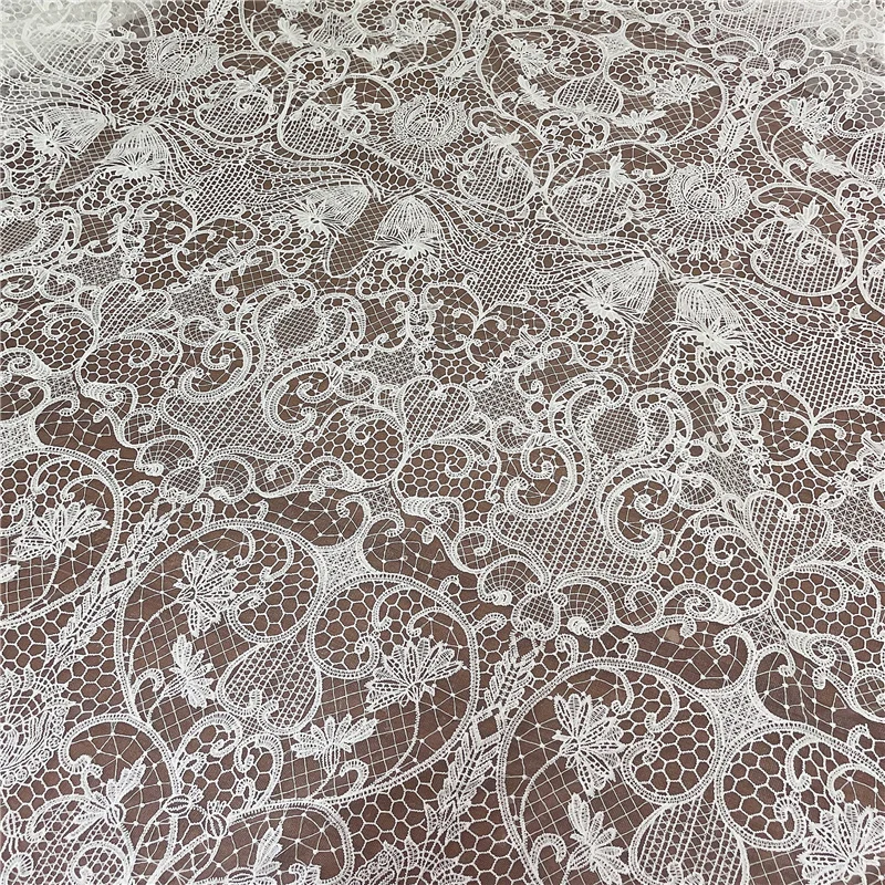 New Off White Vantage Guipure Tulle Mesh Embrodiery Lace Wedding Brdal Gown Lace Fabric DIY sewing Dress Fabric Material Textile