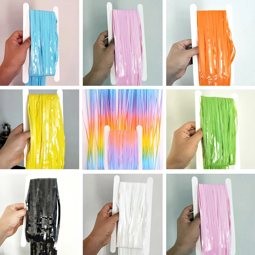 2-3m Color Macaron Fringe Tinsel Curtain Wedding Birthday Party Backdrop Curtains Baby Shower Photo Booth Wall Drapes Decoration