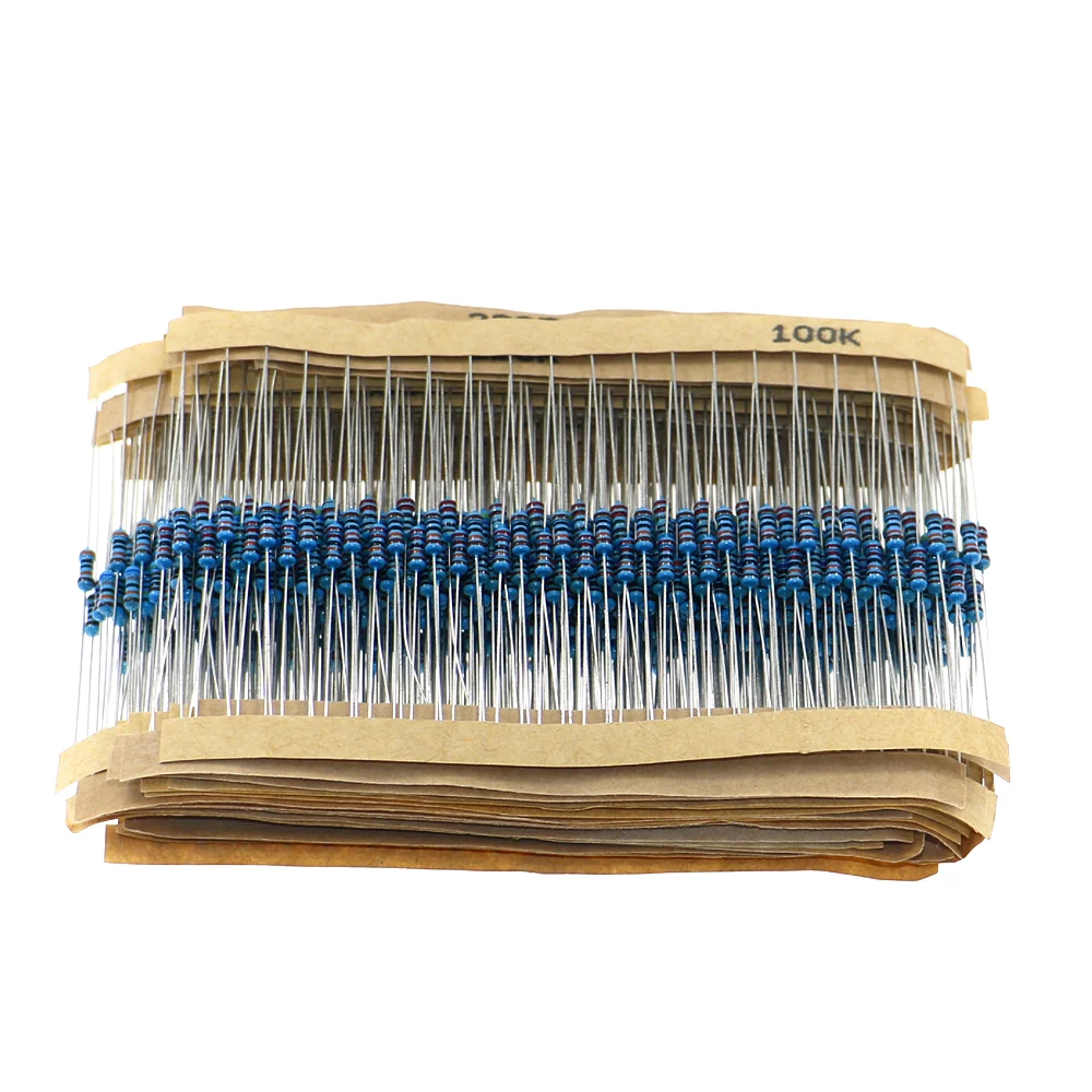 600pcs/lot 30Values* 20pcs 1% 1/4W resistor pack set diy Metal Film Resistor kit use colored ring resistance (10 ohms~1 M ohm)