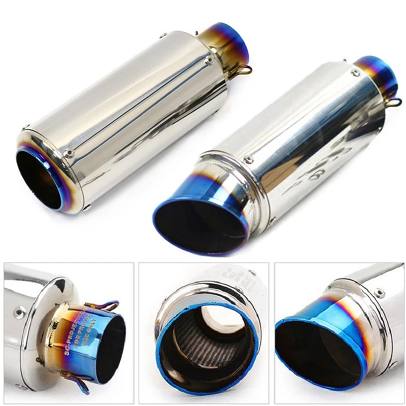 

Universal 51mm 61mm Motorcycle Exhaust Tailpipe Muffler Tube DB Killer Stainless Steel Slip On Removable Light Blue