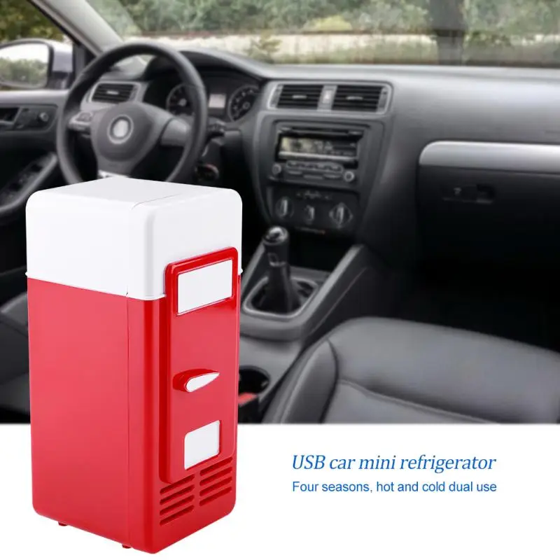 Usb mini geladeira com luz led geladeira bebida refrigerador e mais quente geladeira mini carro
