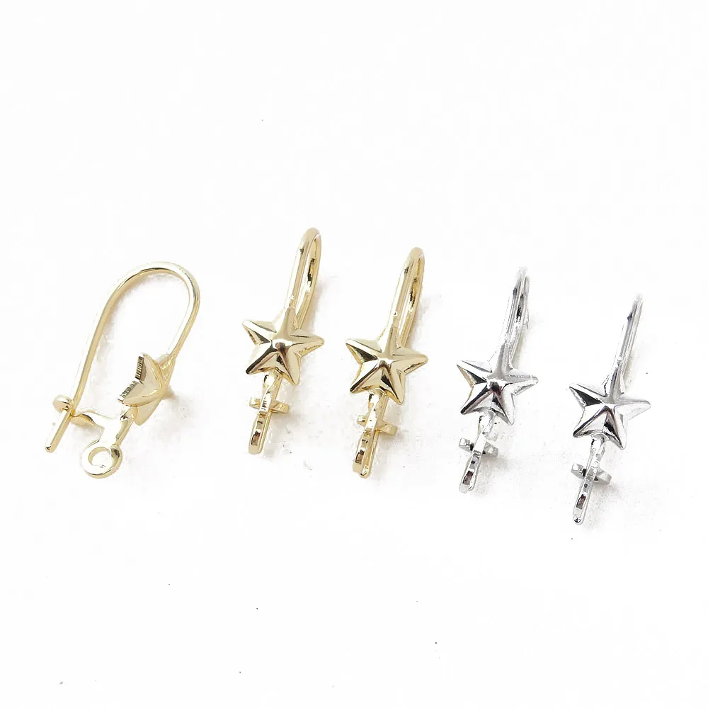 10PCS Star Earhook for Jewelry Findings Components Making Supplies 18 K Gold Plated DIY Earrings Hand Made Brass Accessories image 3
