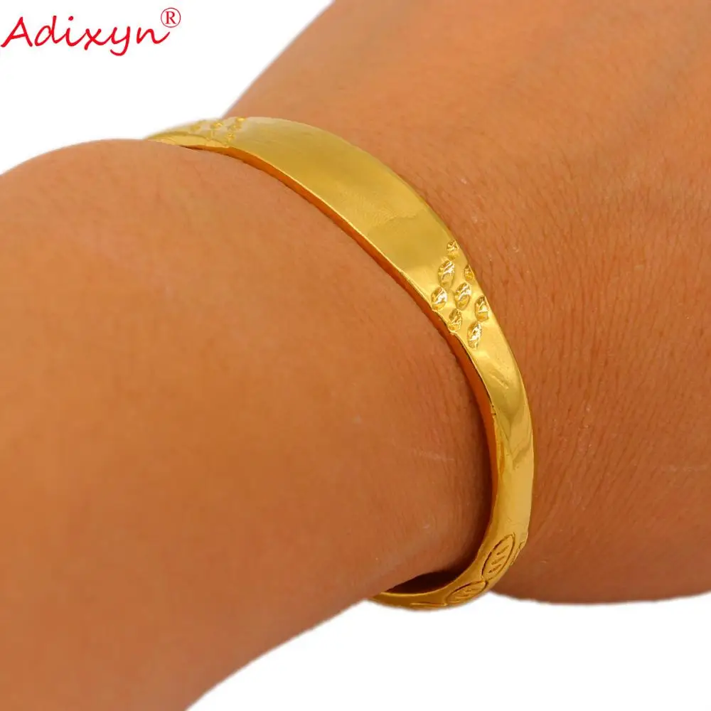 Adixyn 2pcs/lot Women Dubai Bangle 24K Gold Color Bracelet  African/ Arabic/Ethiopian Bride Wedding Jewelry N071018