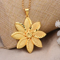 Dubai Custom 24k Gold Color Filled Bridal Necklace Pendant For Women Necklace African Wedding Gifts