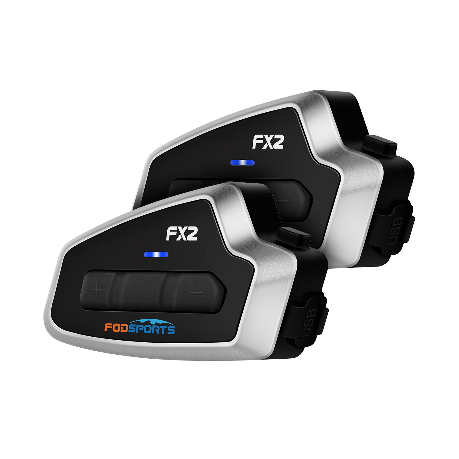 2 Stuks Fodsports Fx2 Motorfiets Helm Intercom Draadloze Bluetooth 5.0 Headset 1000M Waterdicht Moto Bt Interphone Met Fm Radio