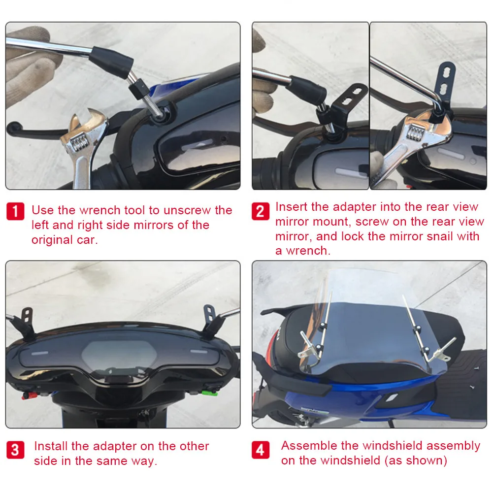 Motorcycle Universal Windshield For Electric Scooter Transparent Battery Car Flashing Tricycle Mounting  Motorbikes Deflector