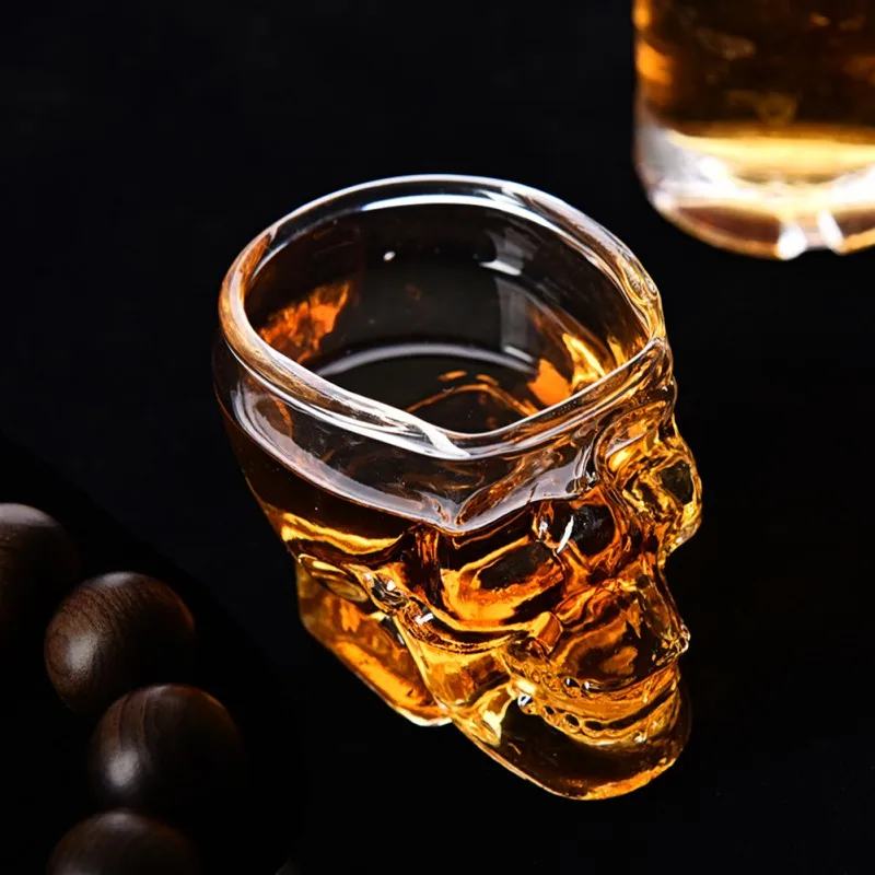 1/2/6pcs Halloween Skull Shaped Clear Glass Novelty 2.8 Oz Shot Glasses Decorative Drinkware Tea Coffee Cups for Home Office