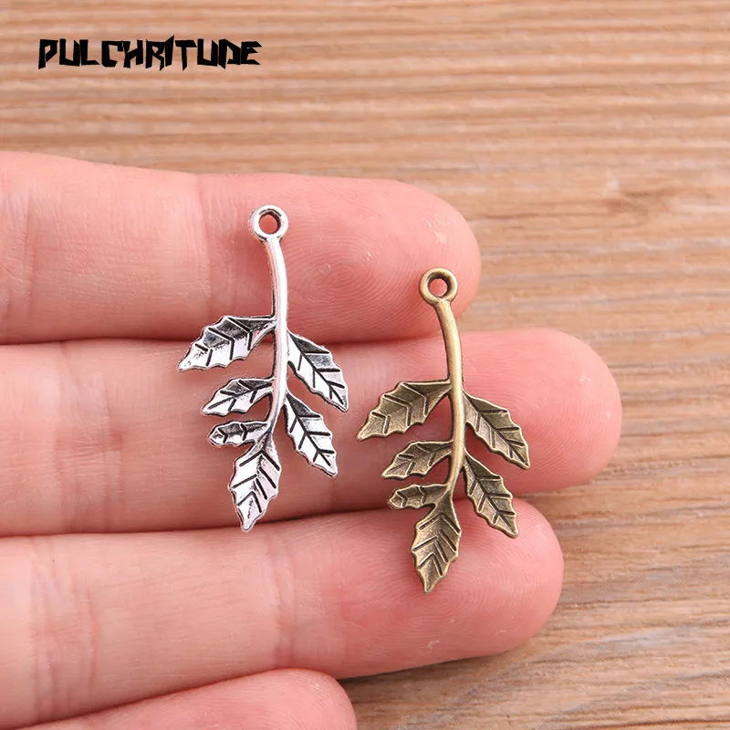 20PCS 16*30mm Metal Alloy 2020 New Two Color Tree Branch Charms Plant Pendant For Jewelry Making DIY Handmade Craft