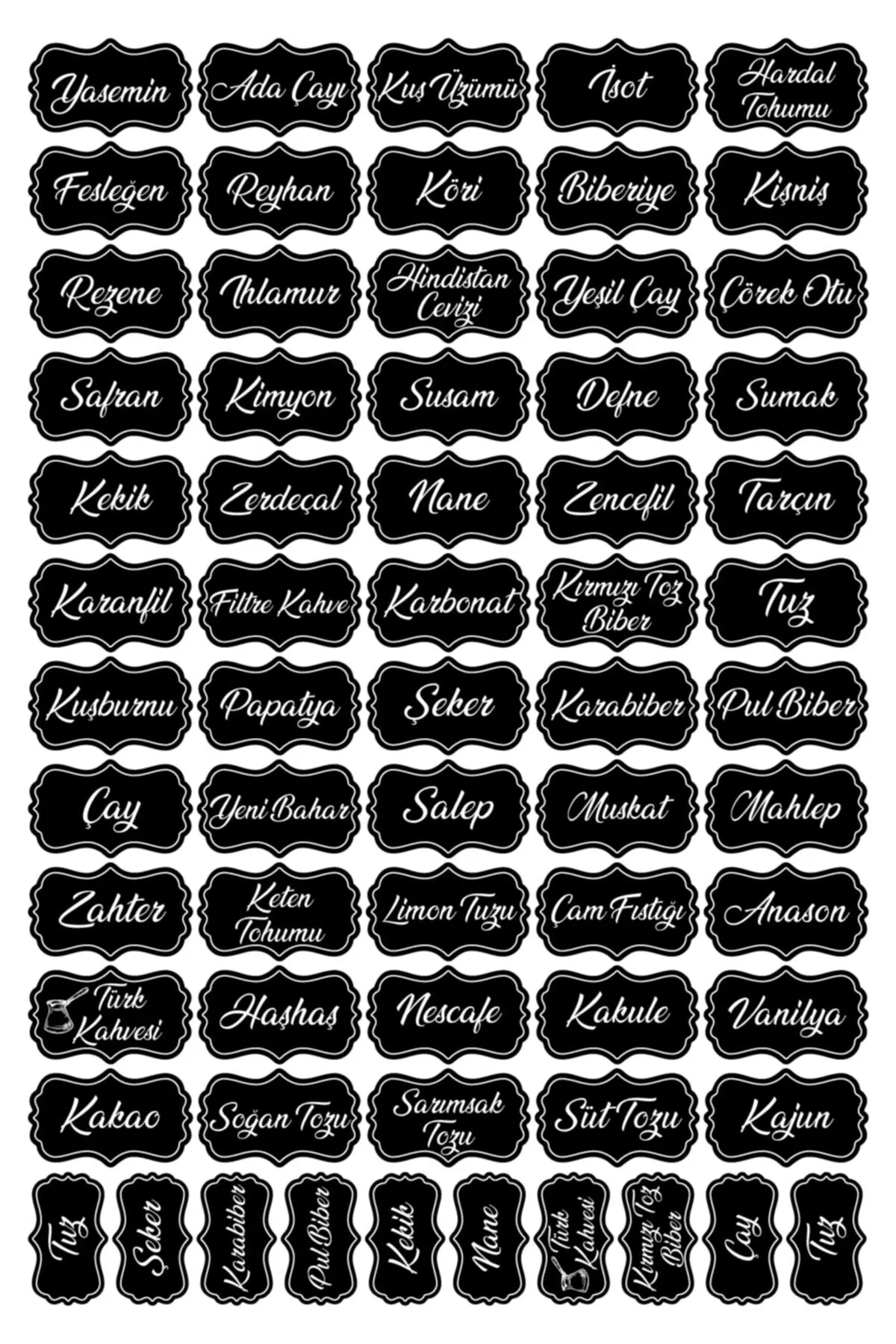 Black 107 Pieces Spice Pulses Nuts Jar Sticker Tag stylish design self-adhesive spice sticker sticker