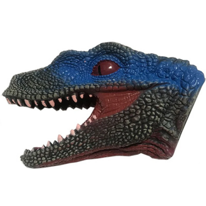 1 pçs crianças de borracha macia animal dinossauro cabeça mão fantoche brinquedo simulação tiranossauro/raptor luvas macias presente natal para crianças