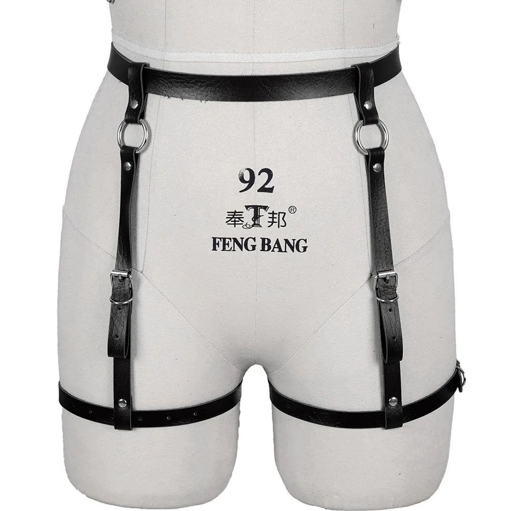 

PU Leather Harness Women Goth Sword Belt Sexy Body Bondage Lingerie Leg Erotic Stocking Garter Belt Straps Thigh Bands Toys