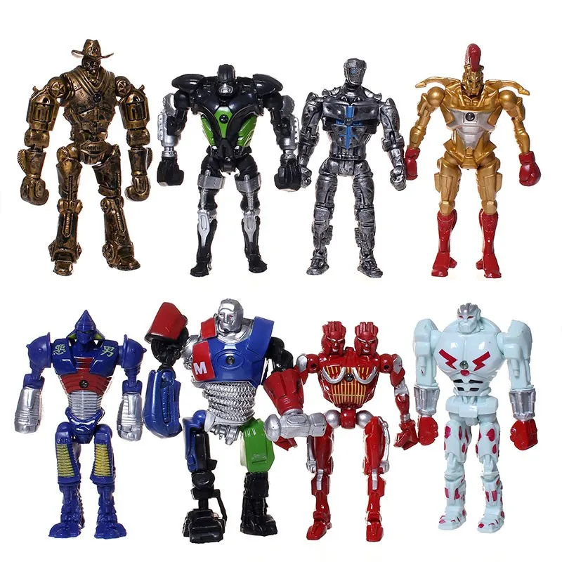 8pcs/set Real Steel Action Figure Toys Atom Movie Zeus Twin Cities Midas Robot PVC 13cm Anime Non-JAKKS robot Christmas Gift