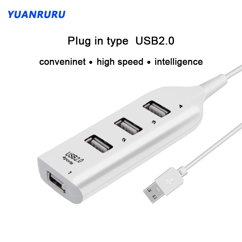 4-portowy koncentrator USB 2.0 z wieloma rozgałęźnikami USB Zasilacz Wielokrotny koncentrator USB 2.0 do laptopa stacjonarnego PC