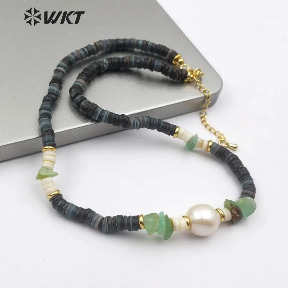

WT-JN101 Wholesale price! natural shell beads chokier Necklace in 16'' inch long pearl Necklace for women birthday gift Jewelry