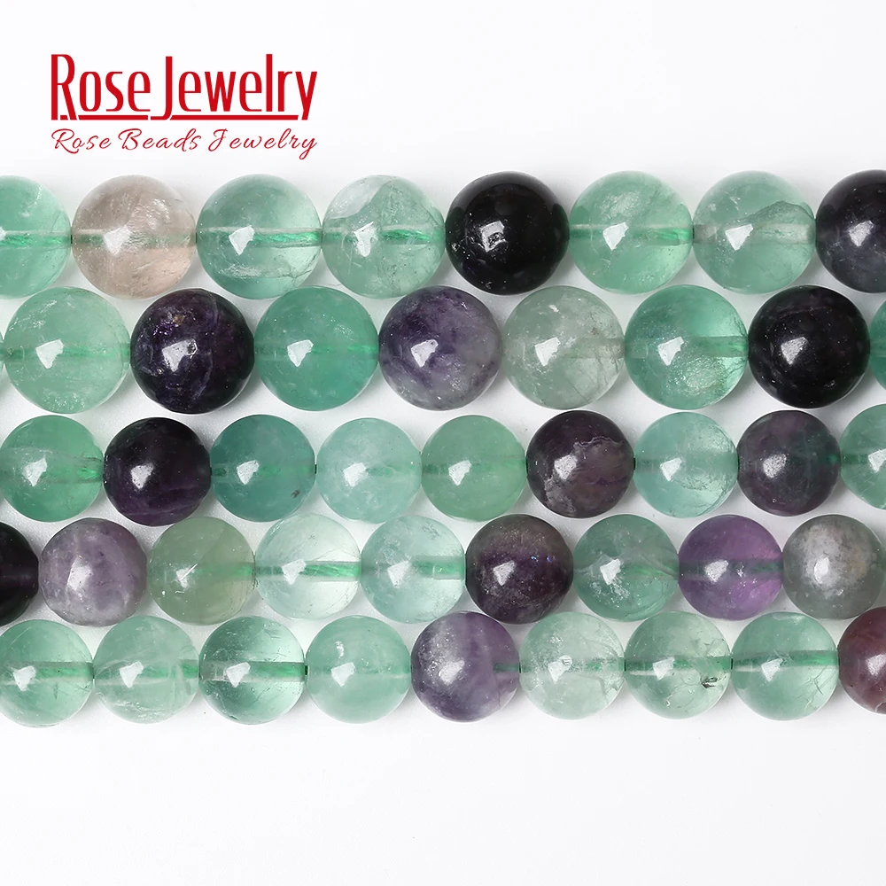 Wholesale Natural Stone Colorful Fluorite Quartz Round Loose Beads 15\