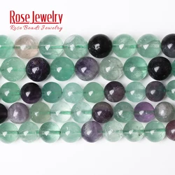Wholesale Natural Stone Colorful Fluorite Quartz Round Loose Beads 15