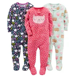 Boys and girls baby cotton rompers, foot coveralls, jumpsuits, children's warm pajamas, no foot cover cotton rompers