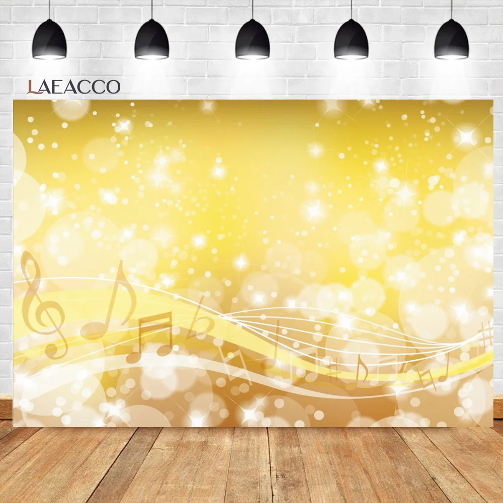 Laeacco Music Theme Party Photophone Notes Light Spots Birthday Photography Backgrounds Photographic Backdrops For Photo Studio