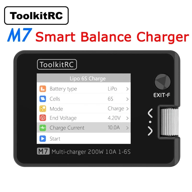 

Балансирующее зарядное устройство ToolkitRC M7, 200 Вт, 10 А постоянного тока, зарядное устройство Dis для 1-6S литий-полимерных батарей с сервоприводом напряжения, проверка хода, ESC приемник, тестер сигнала