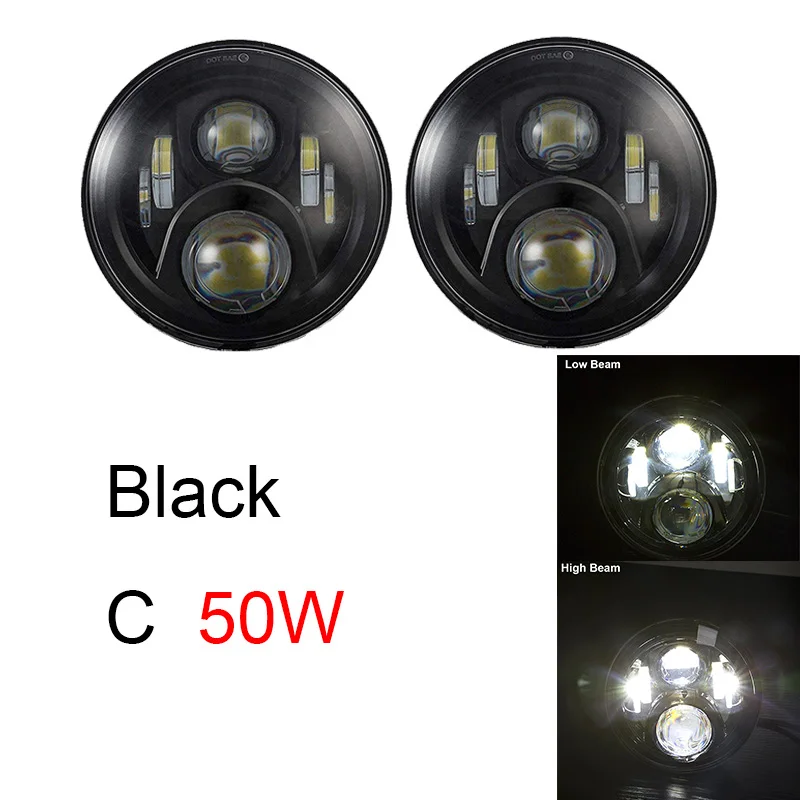 2Psc 7 Inch Led Koplamp H4 Hi-Lo Met Halo Angel Eyes Voor Lada 4X4 Urban Niva jeep Jk Land Rover Defender Hummer