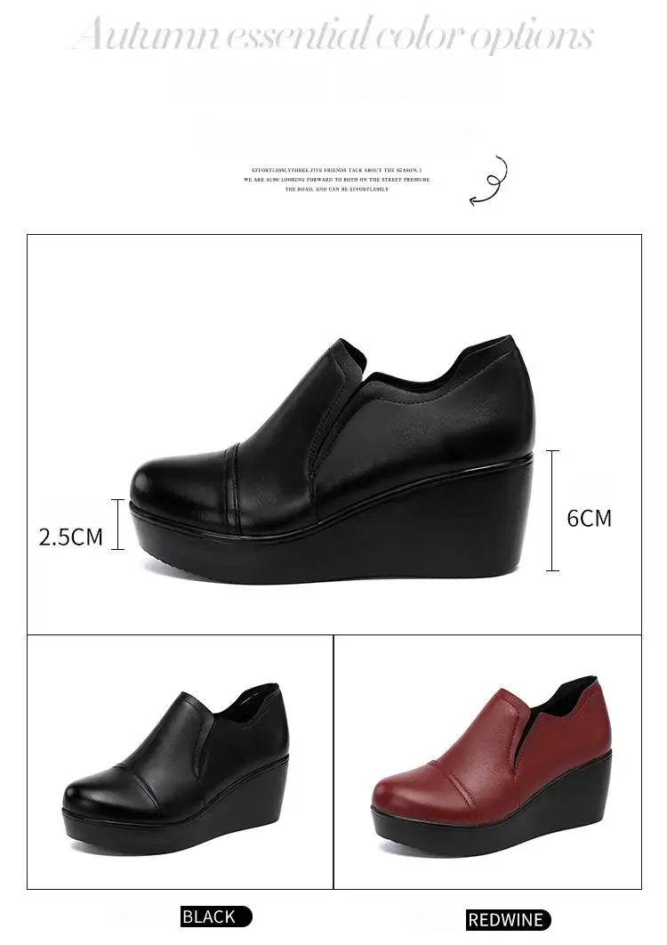 GKTINOO High Heel Women Shoes 2024 Women Leather Casual Shoes Breathable Fashion Waterproof Wedges Platform Shoes Women