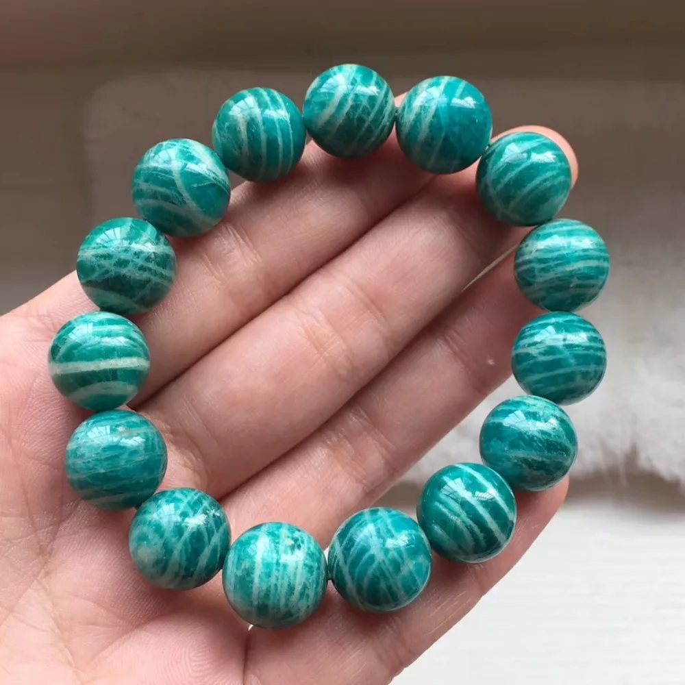 

Natural Green Amazonite Quartz Russia Beads Bracelet 8mm 9mm 10mm 11mm 12mm Amazonite Clear Rectangle Beads Women AAAAA