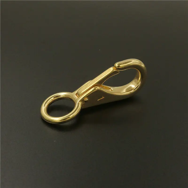 1 x Solid brass snap hook fixed eye trigger clasp for leather craft bag strap belt horse gear marine pet rope leashes clips