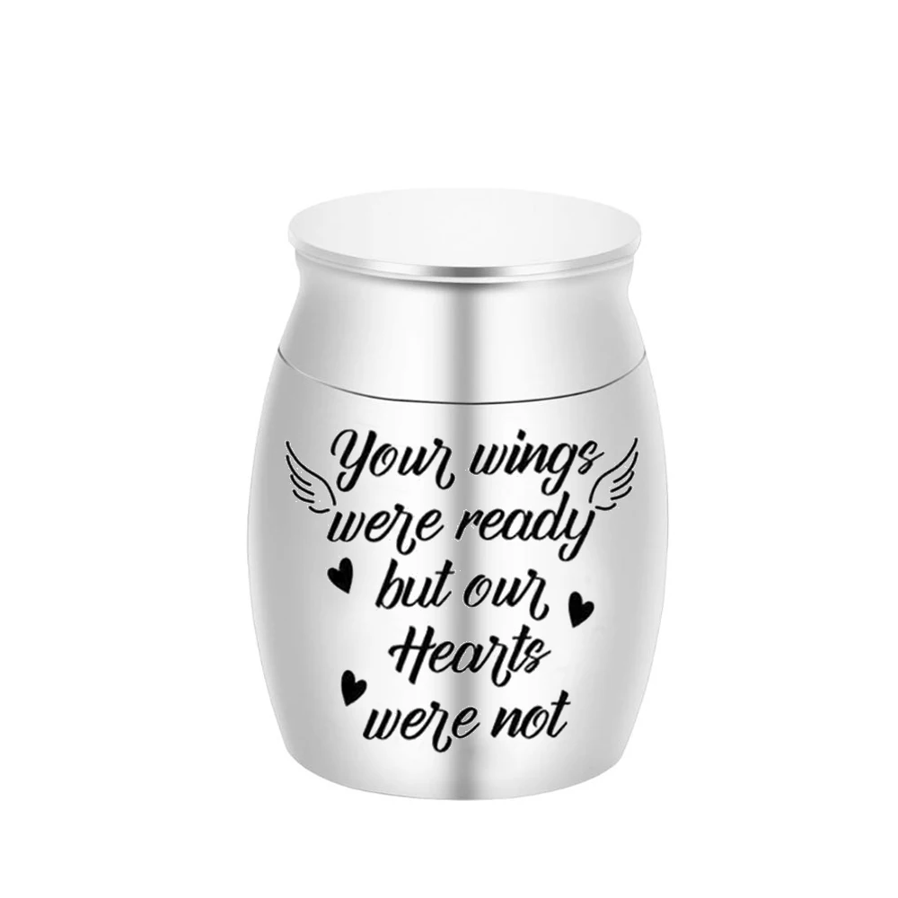 Angel wings cremation urn for ashes mini ashes jar keepsake to commemorate a man or a woman-Your wings were ready but our hearts