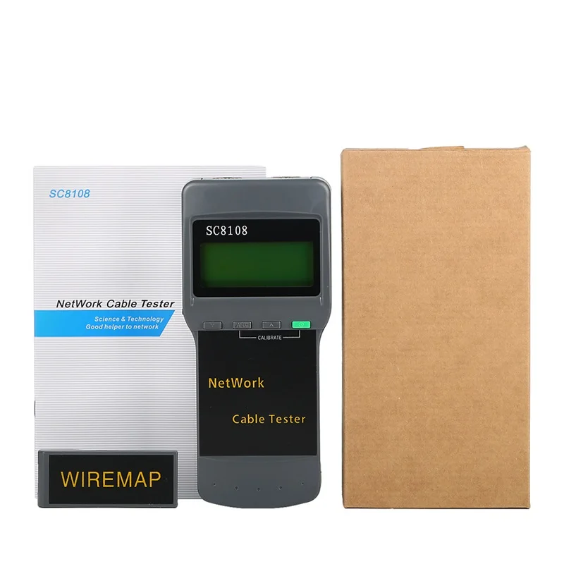 Free ShippingSC8108 Portable LCD Network Tester Meter&LAN Phone Cable Tester & Meter With  Display RJ45