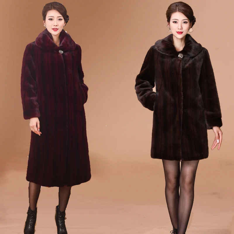 

2020 Women Mink Faux Fur Coat Solid Female Turn Down Collar Winter Warm Fake Fur Lady Coat Casual Jacket