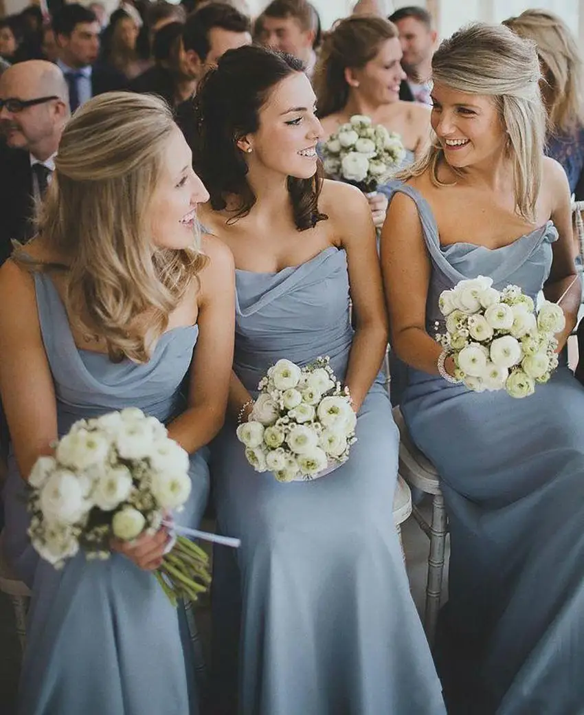 Mermaid Bridesmaid Dresses One Shoulder Wedding Guest Wear Chiffon Floor Length Party Dress Maid of Honor Gowns robe de mariée