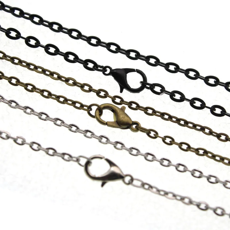 10pcs 2x3mm Black Antique Bronze Color Oval Link Chain Necklace with Lobster Clasp 50cm Fit DIY Pendants Jewelry Making Findings