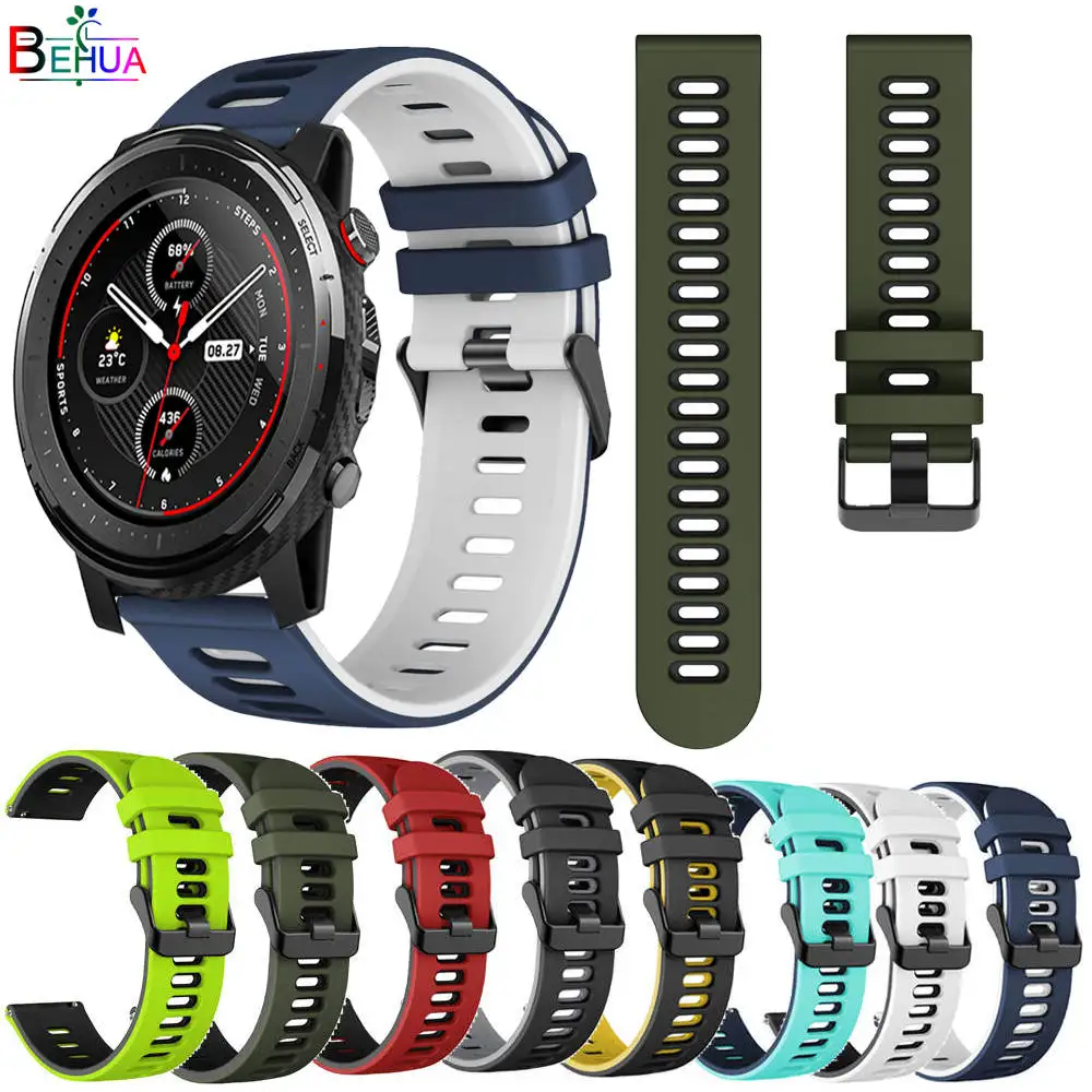 Correa de silicona para reloj Huami Amazfit Stratos 3 2 2S, pulsera de 20/22mm para Huawei watch GT 3 2 42mm 46