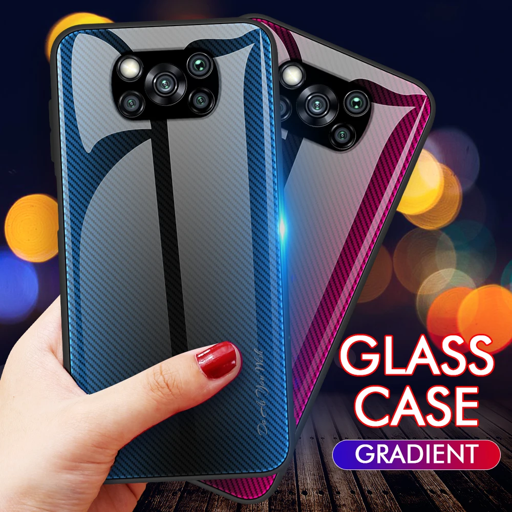 For Poco X3 X5 Pro Case Gradient Glass Phone Cover For Xiaomi Poco X3 NFC X5 X 5 Pro 5g Pocophone Little Hard Shell POCO X3 NFC