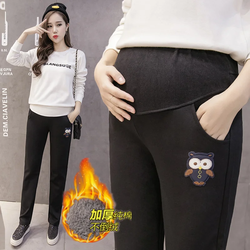 Maternity Leggings For Pregnant Women Clothes Autumn Winter Velvet Warm Pregnancy Pants Trousers Pantalon Grossesse Femme