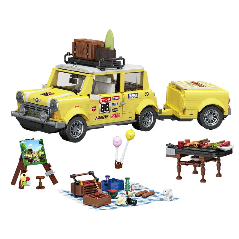 FC1802 Tourist Picnic Car Model Children\'s Toys Assembling Building Blocks Holiday Gifts For Boys And Girls 1546PCS