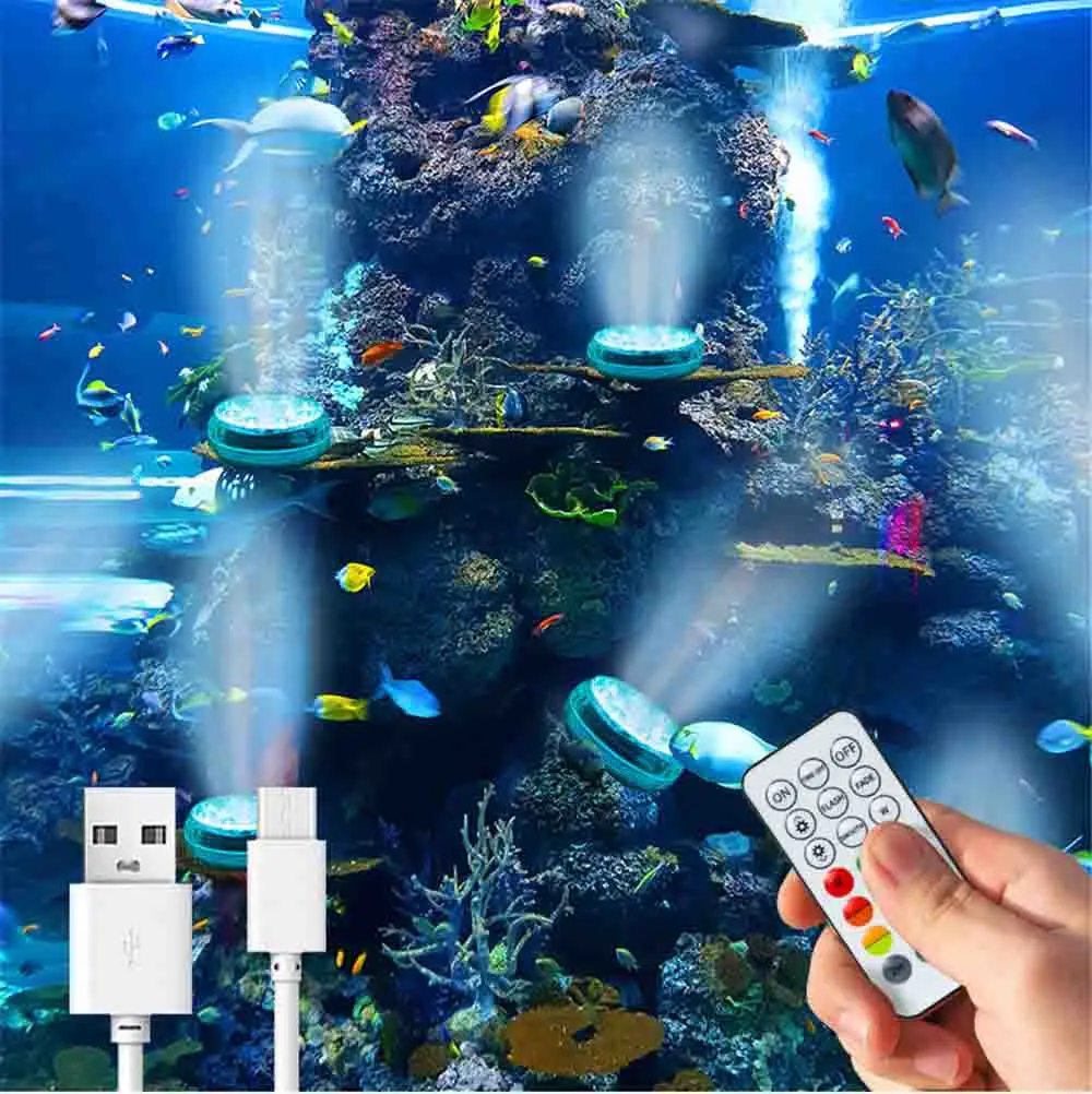 13 Led Remote Controlled RGB Submersible Light USB Rechargeable  Underwater Night Lamp Outdoor Vase Bowl Garden Party Decoration