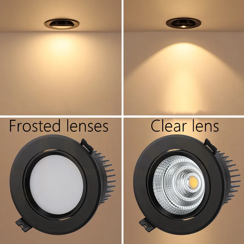 Downlight LED COB Spotlight Ceiling lamp AC85-265V 3W 5W 7W 9W 12W 15W 20W 30W 40W 50W recessed downlights round led panel light