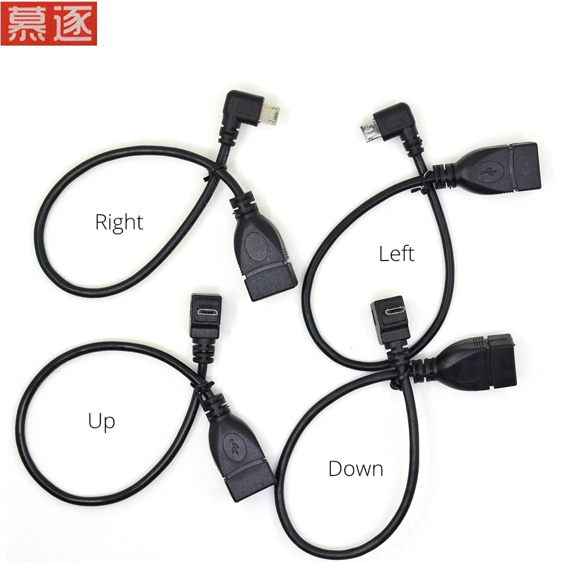 10Cm 90 Graden Rechts & Links & Up & Down Schuine Micro Usb 2.0 5Pin Male Naar Usb 2.0 een Vrouwelijke Uitbreiding Connector Adapter Otg Kabel