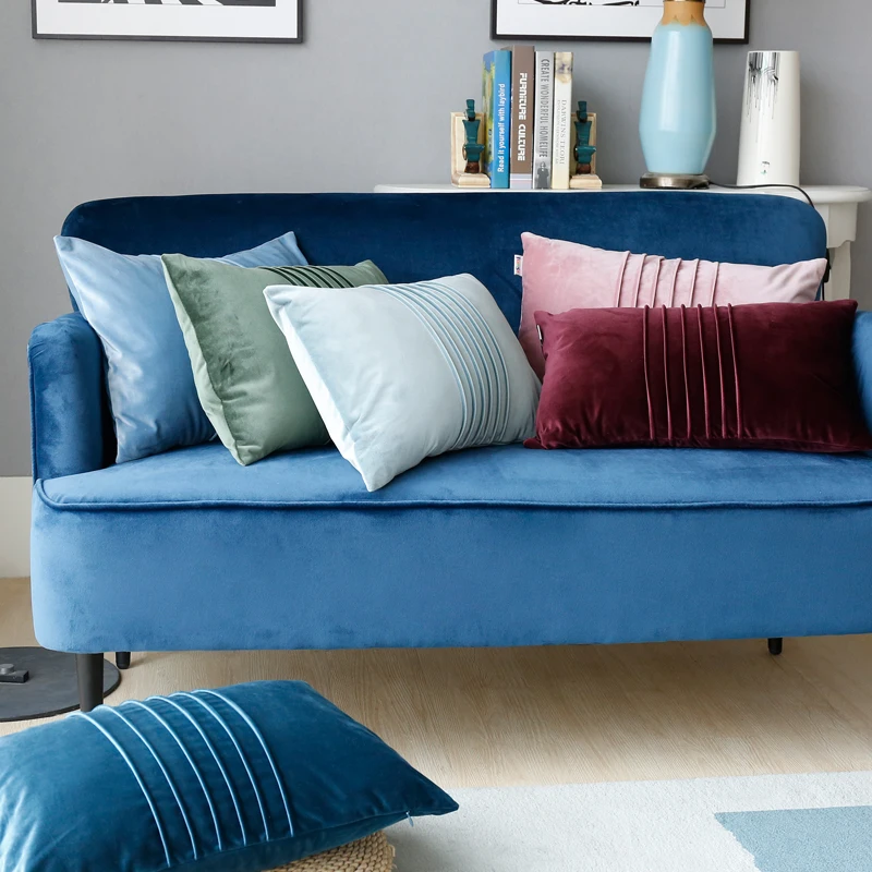 Soft Velvet Cushion Cover Solid Pink Blue Green Purple Home Decorative Pillow Cover For Couch Bed Chair Rectangle 30x50cm