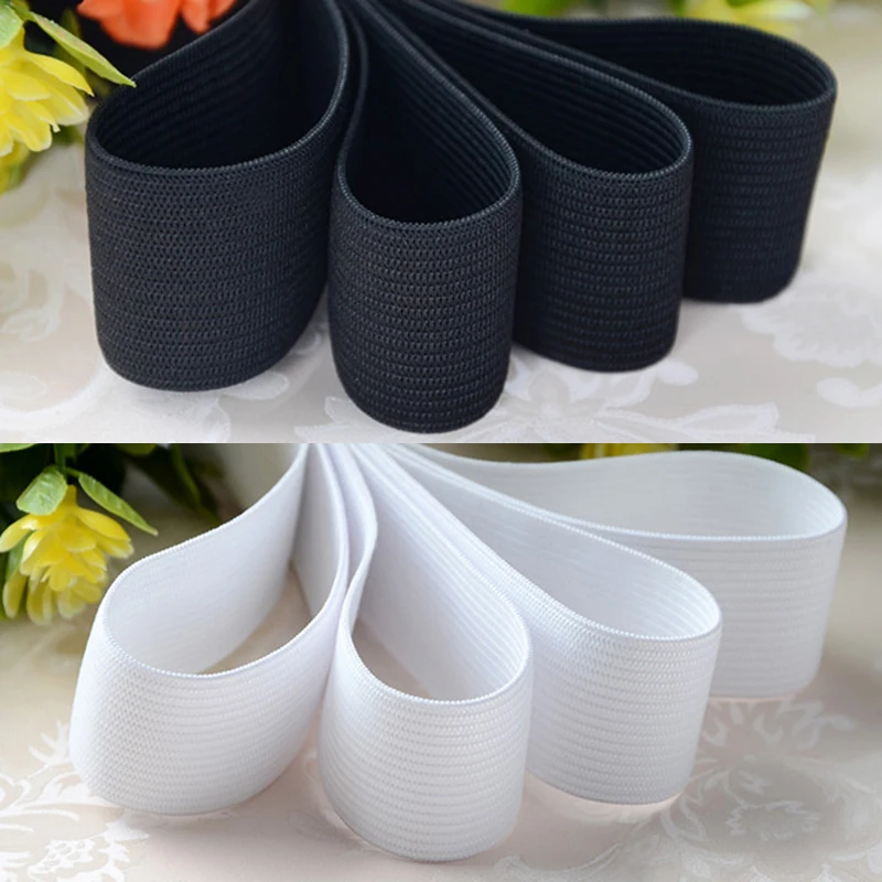 5/10/20M 3/6/10/12/15/20/25/30/35/40/45/50/60MM White/black Nylon Highest Elastic Bands Garment Trousers Sewing Accessories DIY