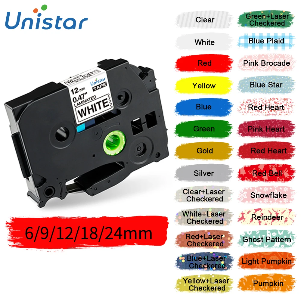 Unistar TZe-231 TZe-221 Label Tape Compatible With Brother PT Label Printer Ribbons tze-231 TZe-221 TZe-251 Label Maker Printer